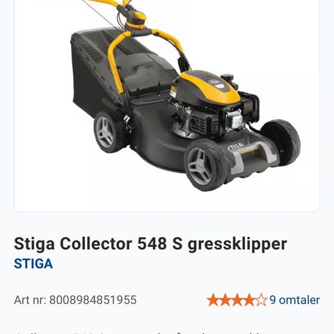 Stiga gressklipper m/ defekt motor.