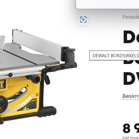 Dewalt 7492 nesten ubrukt m kvittering