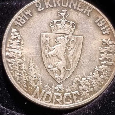 2 kroner 1914, sølv, "Mor Norge" - meget pen mynt (kv01+)