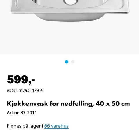 Kjøkkenvask for nedfelling