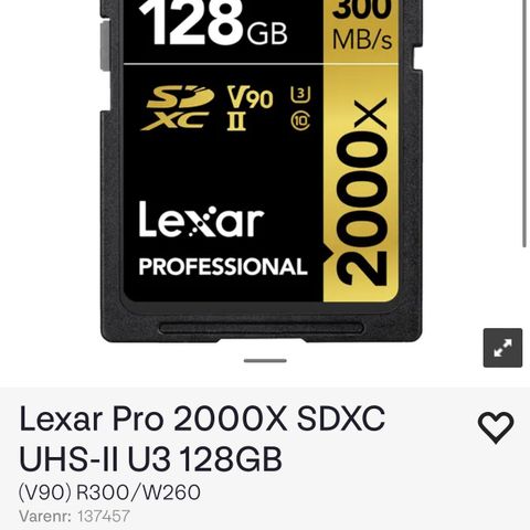 Lexar Pro 2000X SDXC UHS-II U3 128GB V90