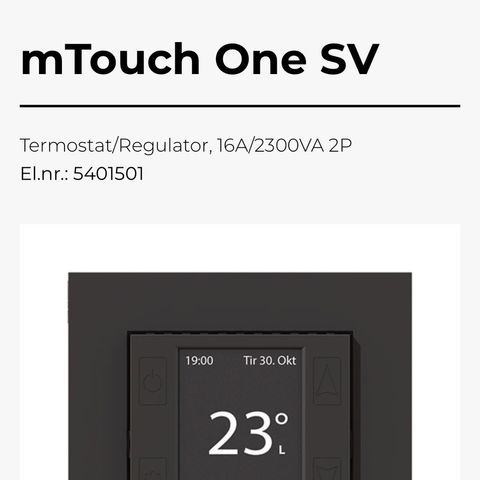 CTM-Lyng Mtouch One SV Termostat