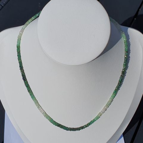 Shaded Emerald Smaragd Sølv 925 Silver 47cm Necklace Halskjeder 35cts