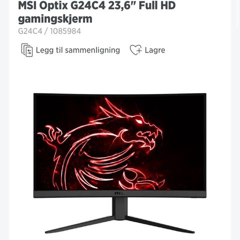 MSI buet gamingskjerm