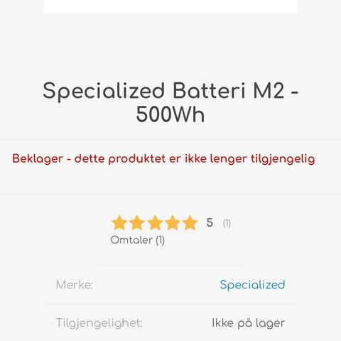 Specialized M2 batteri 500wh