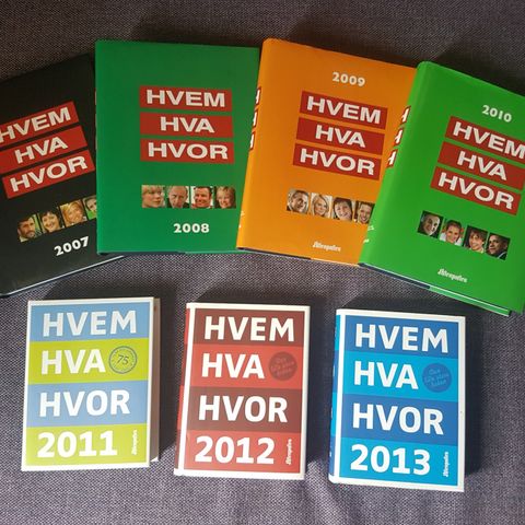 Hvem Hva Hvor 2007- 2013. KJØP ALLE 7 BØKENE FOR KR. 300