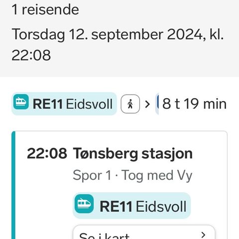 Tog Tønsberg - Bergen 12/9