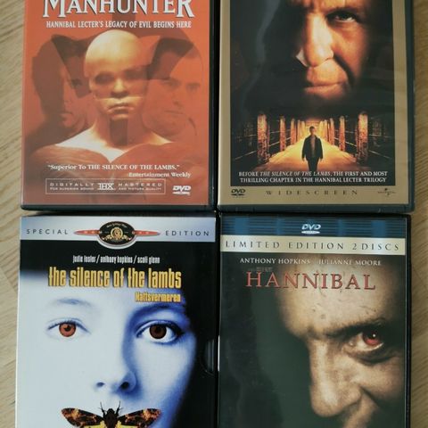 De 4 filmene om Hannibal Lecter på DVD