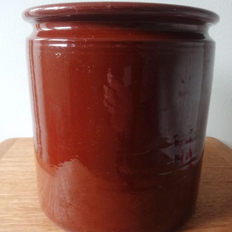 Nydelig 3.5 liters glasert terracotta keramisk krukke.