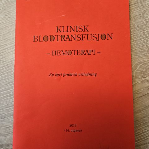 Klinisk blodtransfusjon, hemoterapi