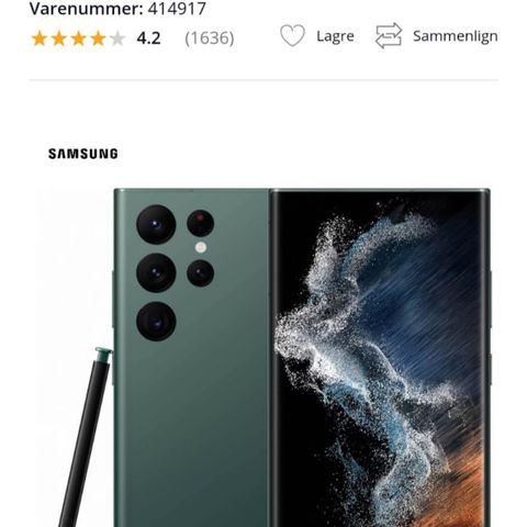 Nesten Ny Samsung S22ultra 128gb