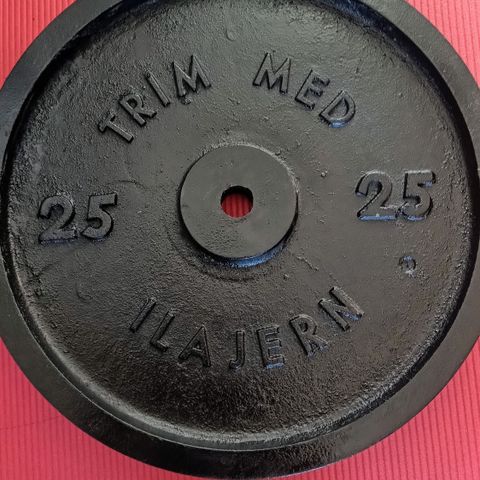 Vektskive i jern 25kg hull diameter 25mm