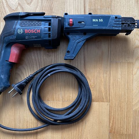 BOSCH GSR 6-45 TE 230V + MA 55 gipsskruemaskine/skrutrekker