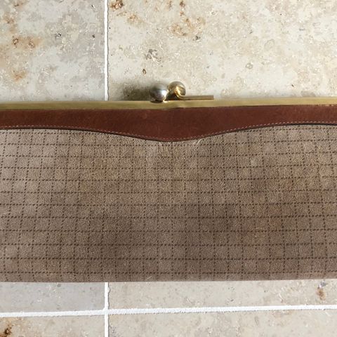 Vintage 1920-tallet semsket skinn clutch veske