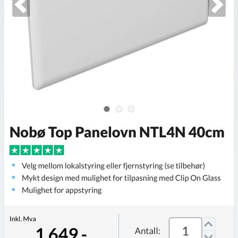 Ubukt NoBo Top panel ovn med ekstrautsyr som temostat med minne