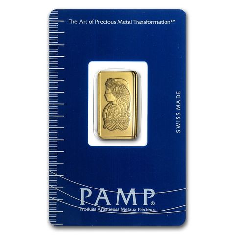 2.5 gram Gold Bar - PAMP Suisse Lady Fortuna (Vintage, In Assay)