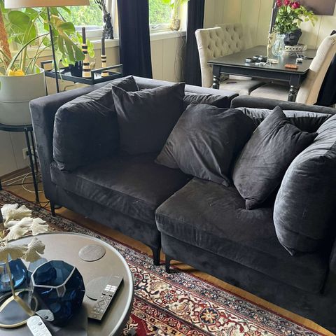 Sort Velur Sofa 180cm lang