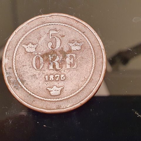 Sverige 5 Öre 1875. klumpig 5a.