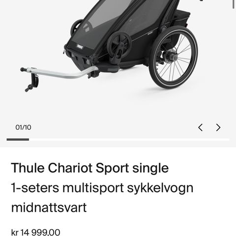 Som ny Thule Chariot Sport 1 i sort