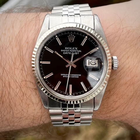 Rolex Datejust 16014 wideboy skive, Norsk, ny lenke påkostet