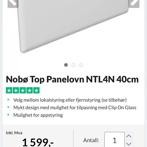 Nobo panelovn 500w med ekstrautstyr som termostat med minne