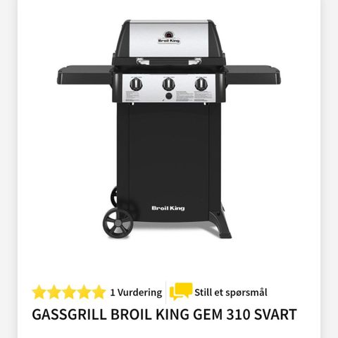 Gassgrill brukt 3 ganger