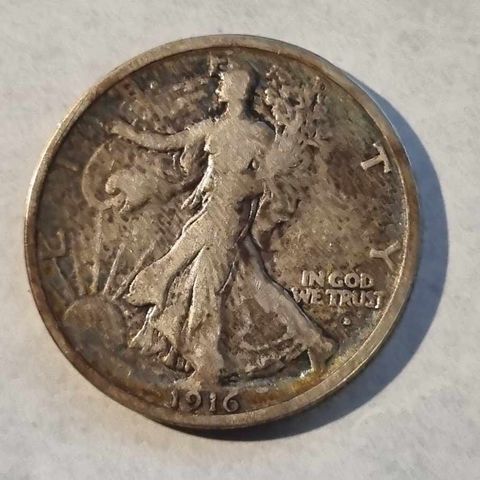 Walking Liberty half dollar 1916-D USA, pen for denne typen