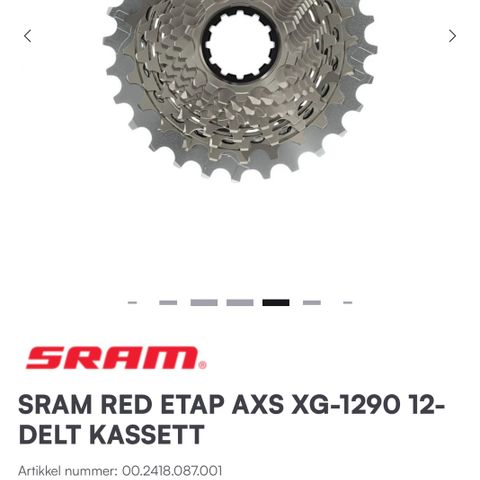 SRAM RED ETAP AXS XG-1290 12-DELT KASSETT (10-28T)