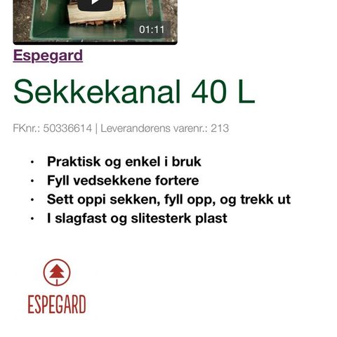 Sekkekanal - 40 l