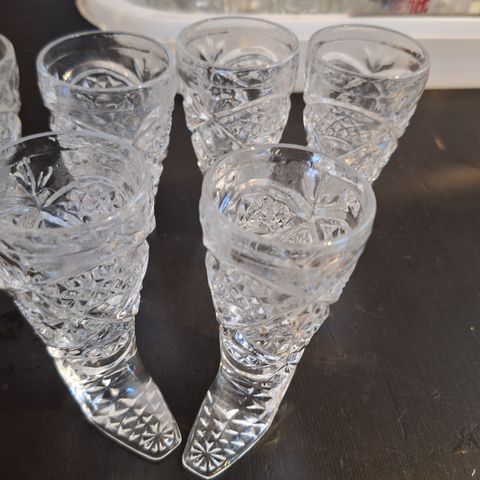 6 stk krystall boots shotglass