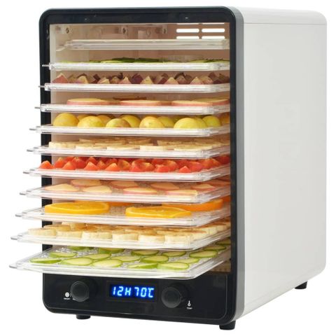 vidaXL Matdehydrator med 10 skuffer 550 W Hvit