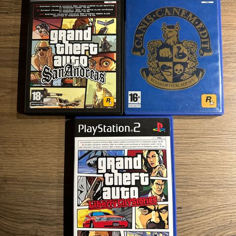 GTA San Andreas, Liberty City Stories og Canis Canem Edit samlet PS2