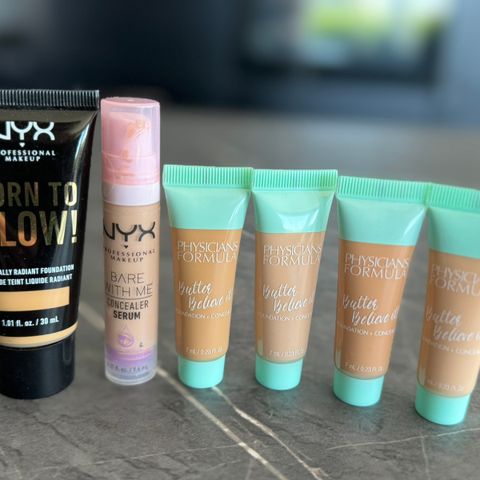 Nyx, physicians formula foundation og concealer