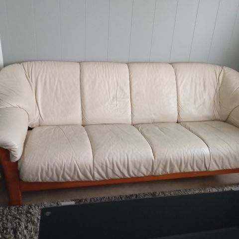 Brukt skinn sofa 4seter, 3seter