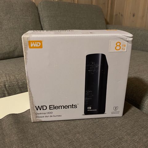 WD Elements Desktop U3 - Ekstern Harddisk - 8TB - Svart