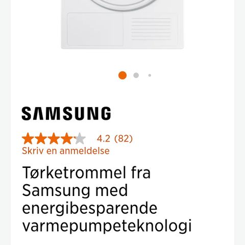 8kg, A++ kondenstørketrommel fra Samsung