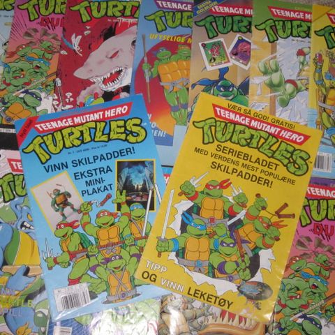 Teenage Mutant Hero Turtles lot, inkl giveaway'en og første utgivelsen