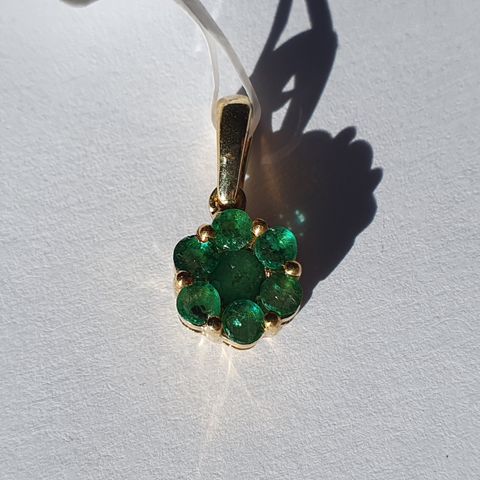 Brazilian Emerald Smaragd 14K Gold Plated Silver 925 Sølv Pendant Anheng 1ct