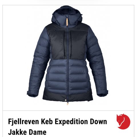 Fjellreven Keb Expedition Down Jakke Dame str M ( el S)