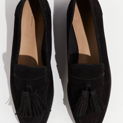 Loafers, semsket skinn str 38