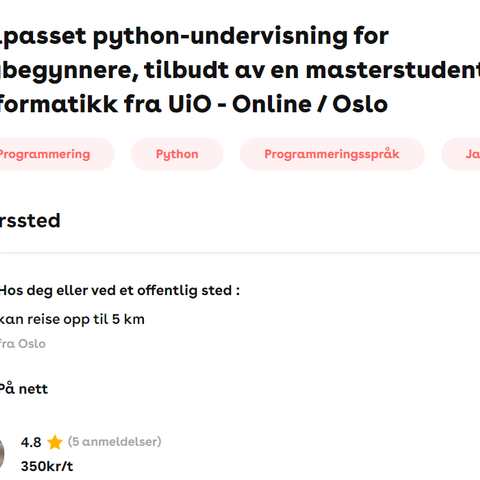 Undervisning i Python av masterstudent