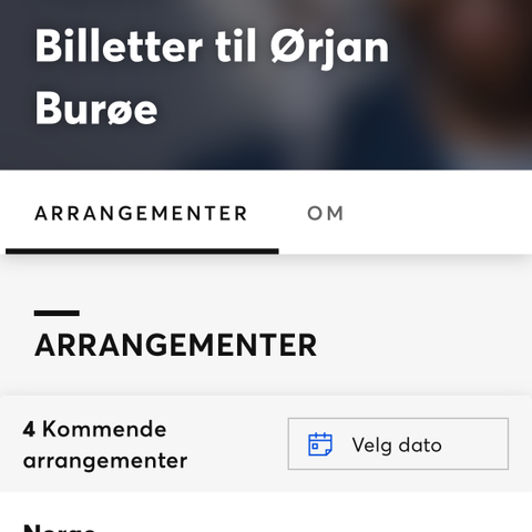 To billetter til Ørjan Burøe lørdag 14.sep på brygga kultursal