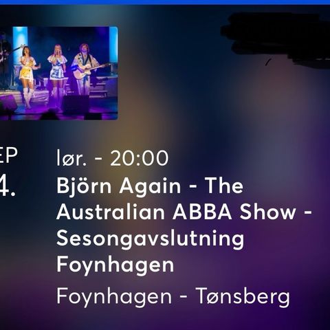 Billett til Føynhagen på lørdag 14.09.24. The austrailian ABBA show