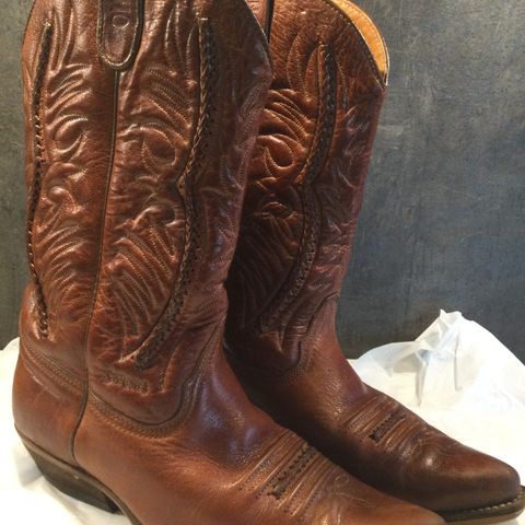 Vintage cowboy boots, støvler i skinn str 39 fra Sancho