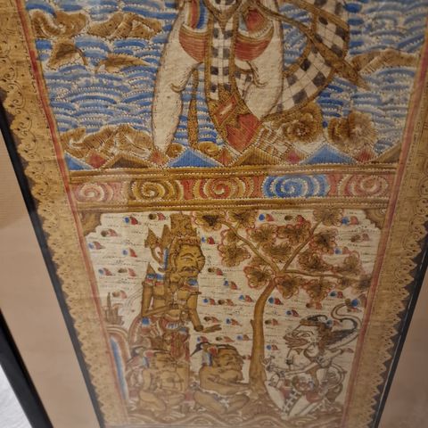 Vintage Balinese Kamasan Painting Textile, gi bud