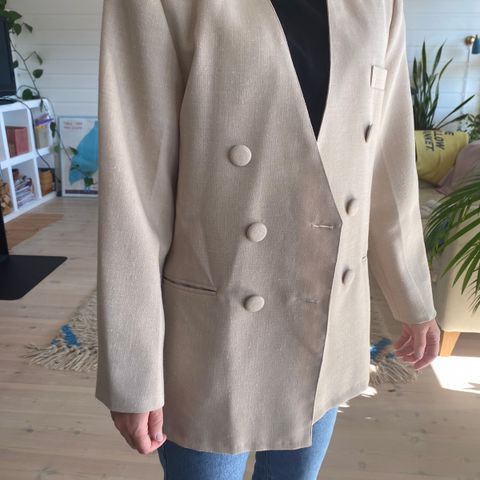 Vintage beige skreddersydd blazer str. 38