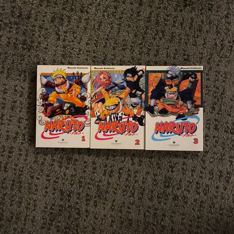 Naruto manga 1, 2, og 3