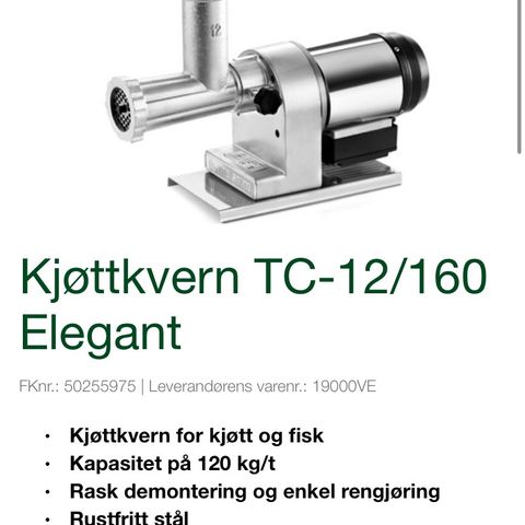 Profesjonell Italiensk Kjøttkvern TC-12/160 Elegant