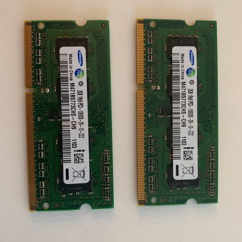 2 stk Samsung SO-DIMM DDR3 1333mhz 2GB DRAM