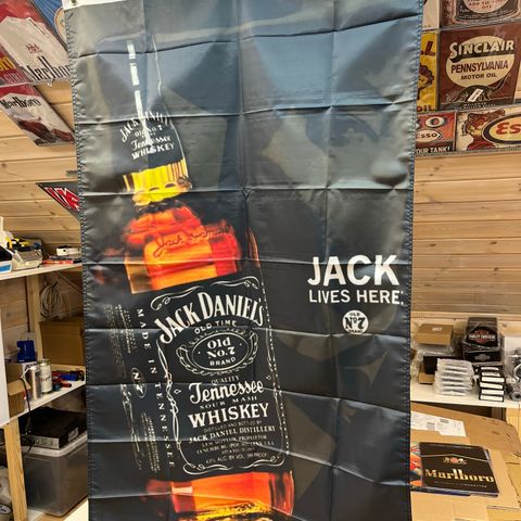 Jack Daniels Whiskey: Jack Lives Here. Dekor Flagg For Innvendig Bruk 90X150 cm